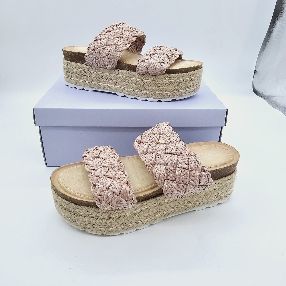 Madden Girl Blush Braided Raffia Pretty Espadrille Open Toe Platform Sandals - Picture 5 of 16